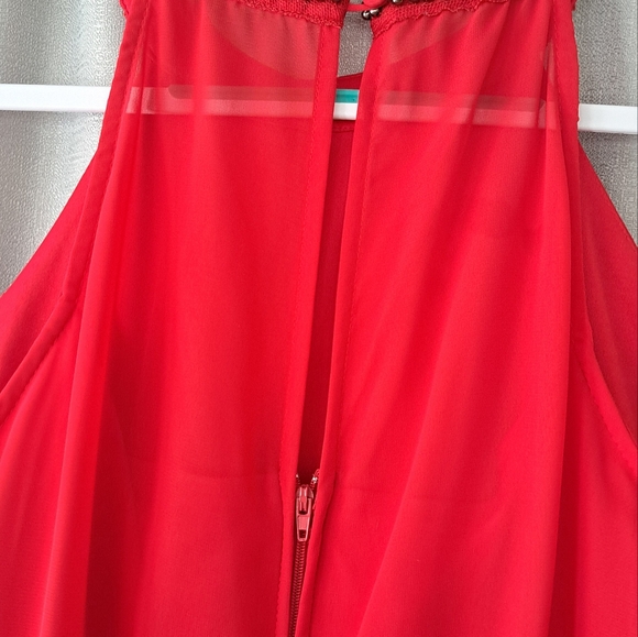 Junior Size 13/14 B. Darlin Formal Dress Tomatoe Red High Low Hem Pageant Wed - Picture 5 of 6